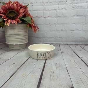 NWOT Rae Dunn Artisan Collection magenta Cream pet feeding water Bowl purrfect